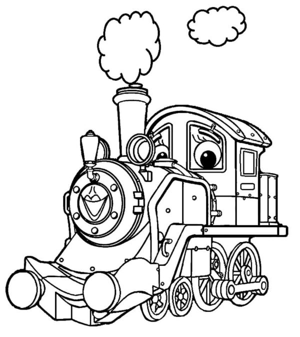 Kreslený vlak s očima. omalovánka