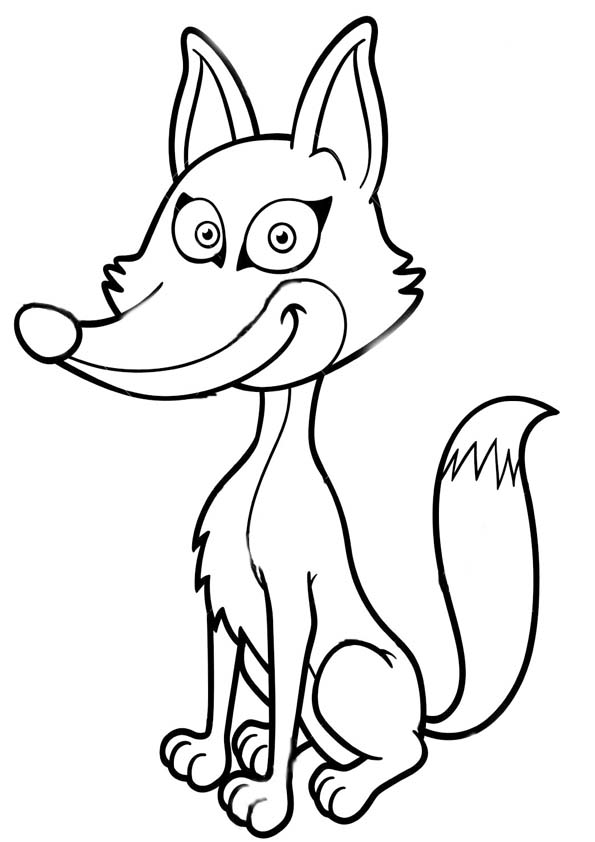 Omalovánka Legrační liška s velkou hlavou.