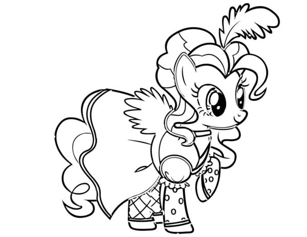 Malý poník oblečený jako princezna. omalovánka