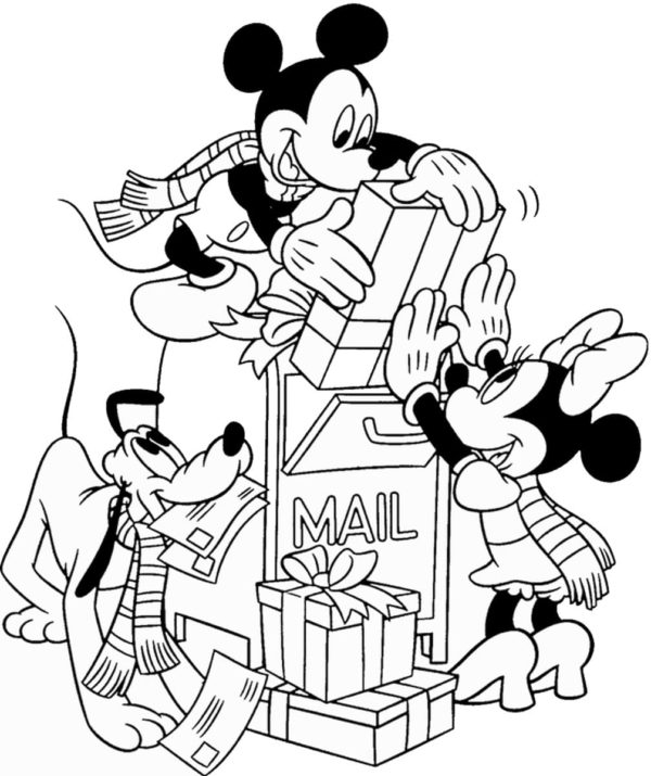 Mikiya, Mini a Pluto posílají dárky svým přátelům omalovánka