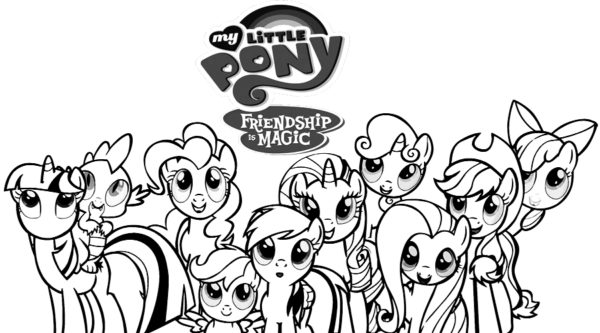 Omalovánka s postavami z My Little Pony, Friendship is Magic. omalovánka