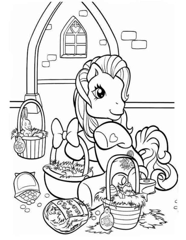 Pony se chystá jíst omalovánka