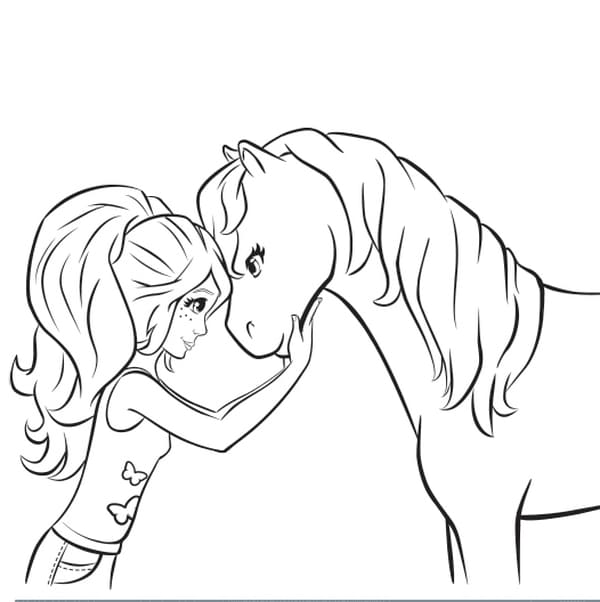 Přátelství dívek a koní omalovánka