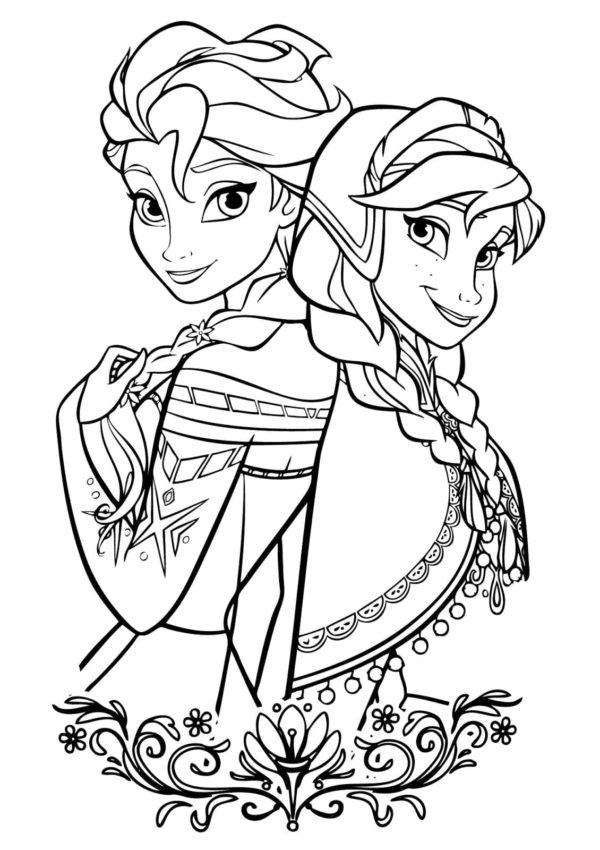 Rozkošné sestry – Elsa a Anna omalovánka