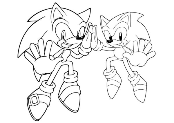 Sonic a jeho malá kopie. omalovánka