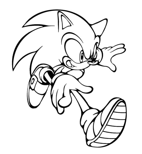 Sonic běží po nové hře. omalovánka