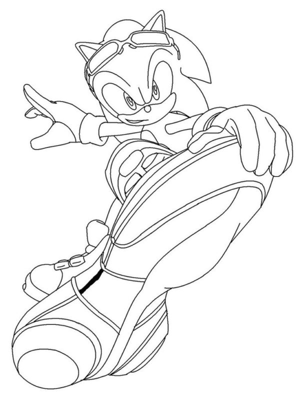 Sonic na snowboardu omalovánka