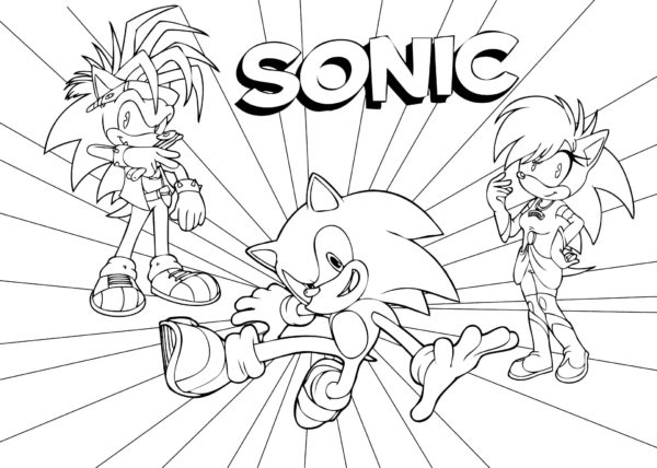 Sonic s dalšími postavami. omalovánka