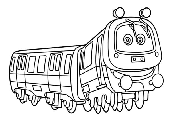 Vlak, který vypadá jako housenka omalovánka