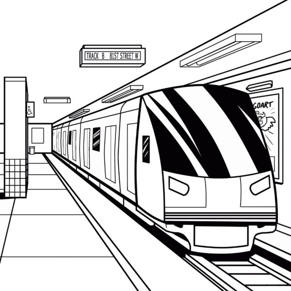 Vlakové vozy v podzemí se nazývají metro. omalovánka