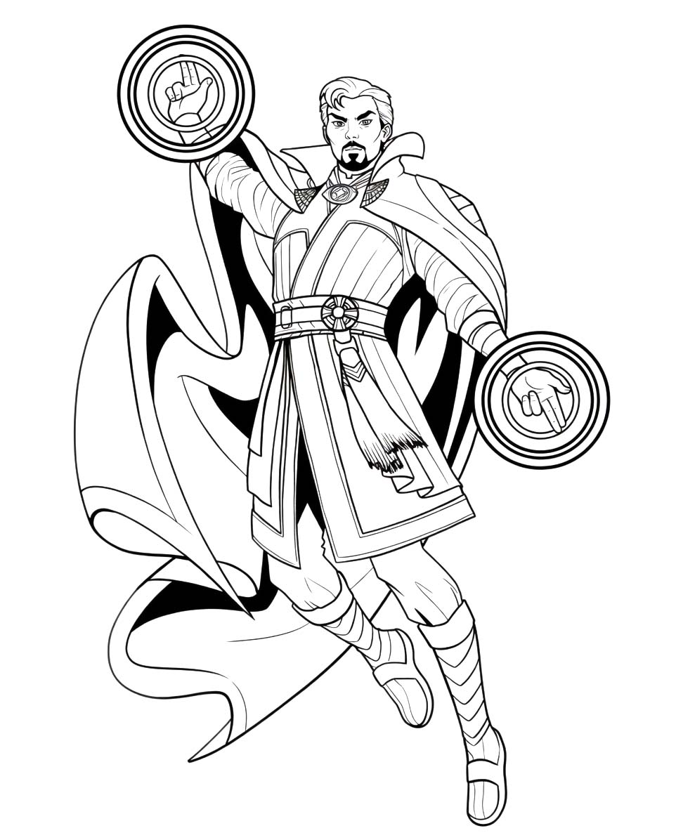 Dr. Strange je velmi mocný čaroděj. omalovánka
