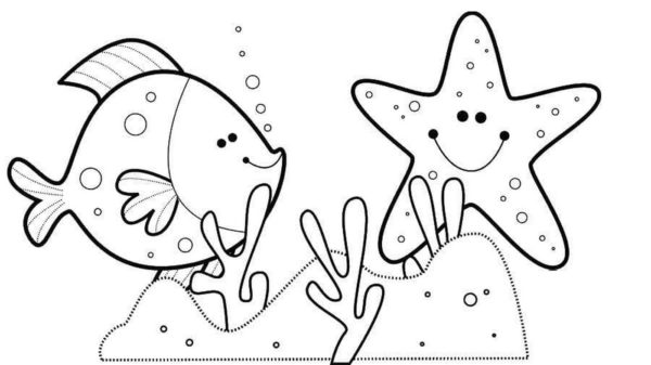 Hvězdice a ryby omalovánka