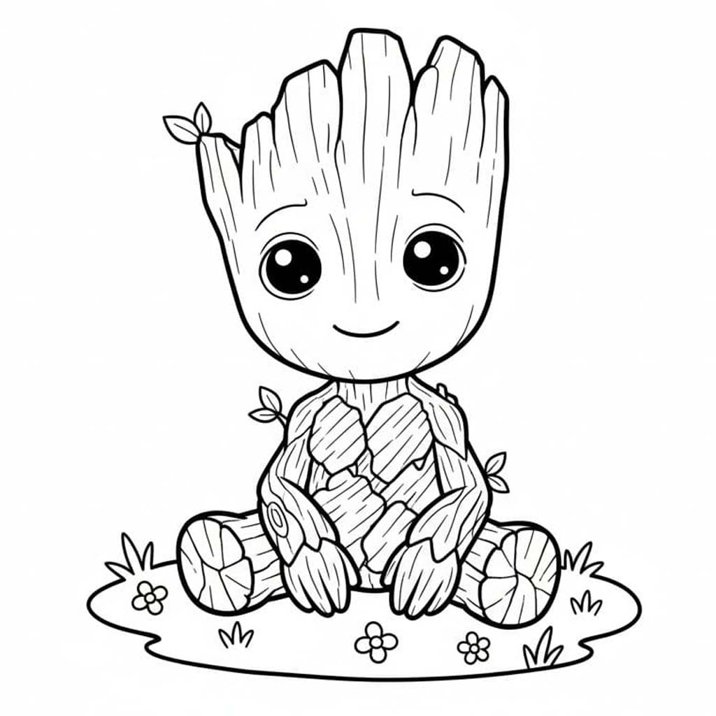 Veselé dítě Groot omalovánka