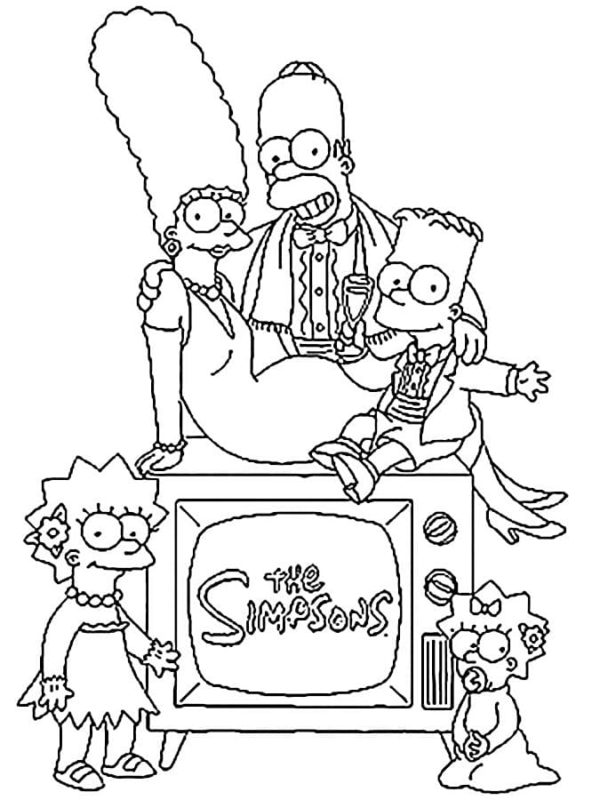 Bláznivá rodina Simpsonových. omalovánka