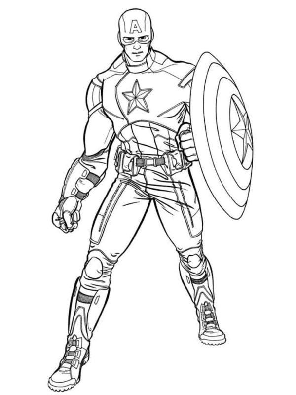 Captain America má nadlidskou sílu, díky působení séra supervojáka a ošetření paprsky Vita se ze slabého mladíka proměnil v „dokonalý“ model lidského vývoje a kondice. omalovánka