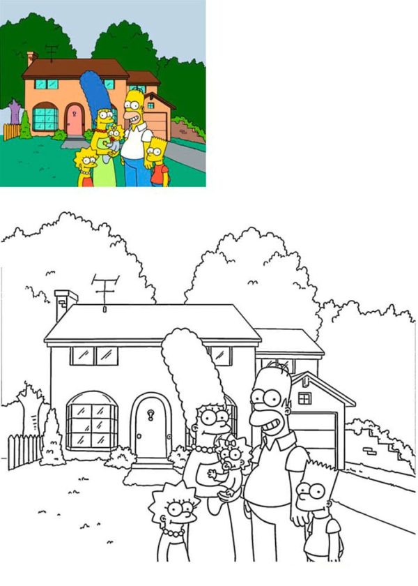 Dům Simpsonových. omalovánka