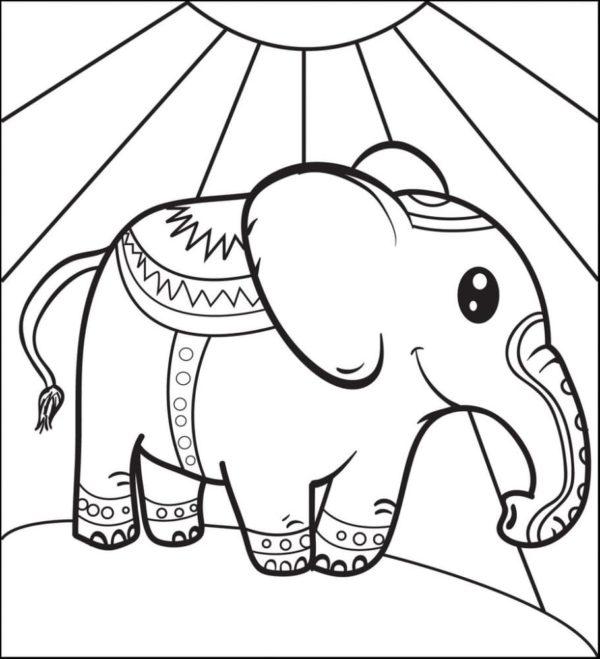 Elegantně oblečený slon pro výkon omalovánka