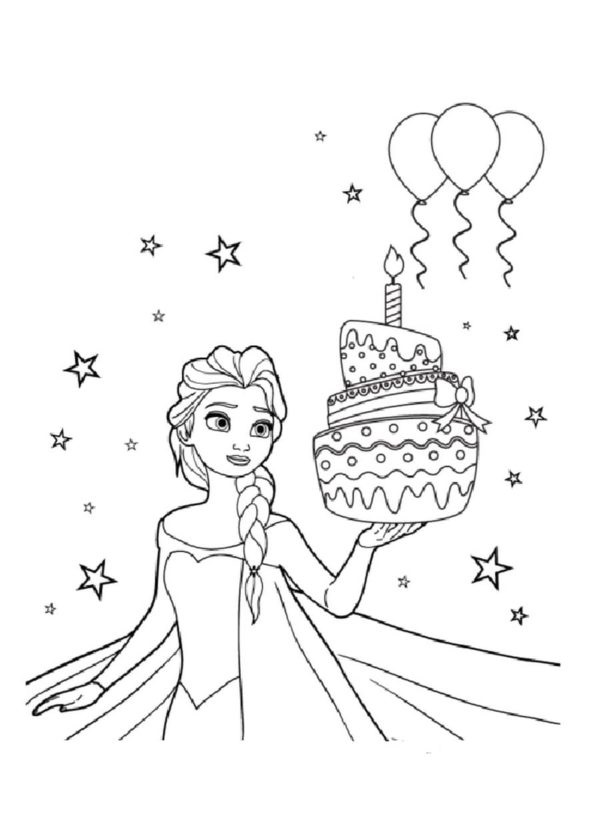 Elsa upekla pro hosty vlastní sladkou dobrotu. omalovánka