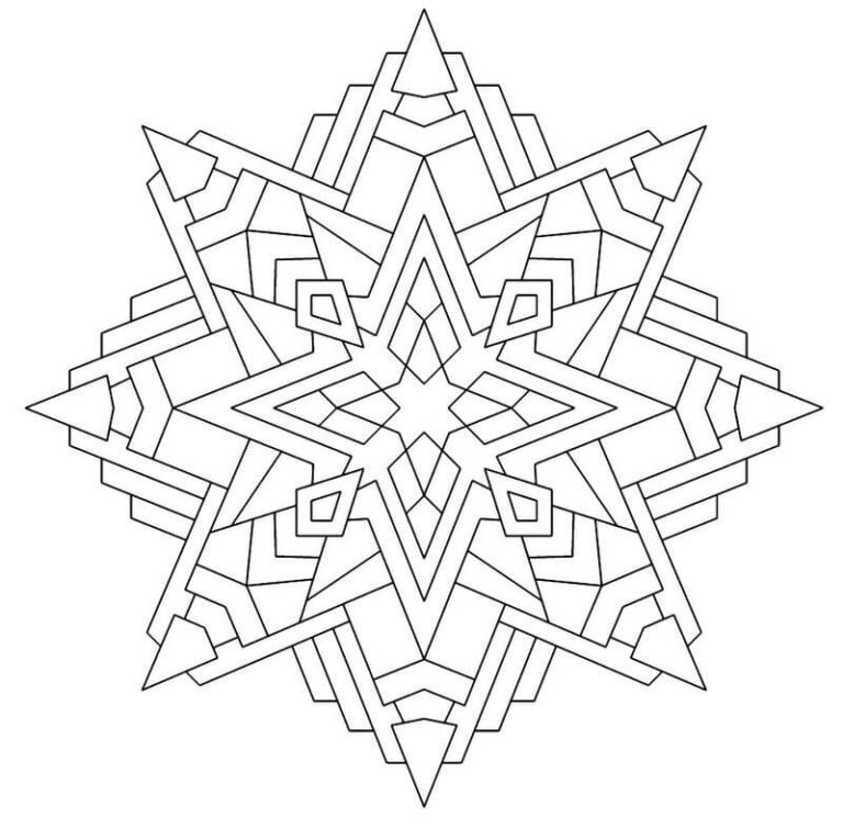 Omalovánka Geometrický ornament ve tvaru sněhové vločky