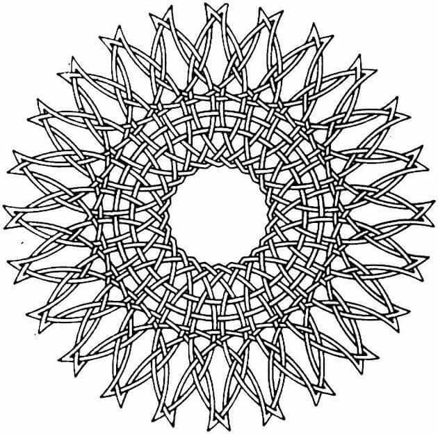Geometrický tvar propletený do podoby slunce omalovánka