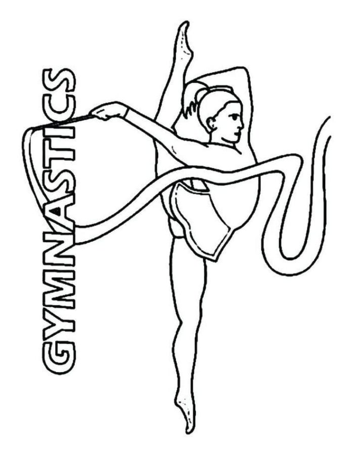 Jemná rytmická gymnastika se stuhami omalovánka