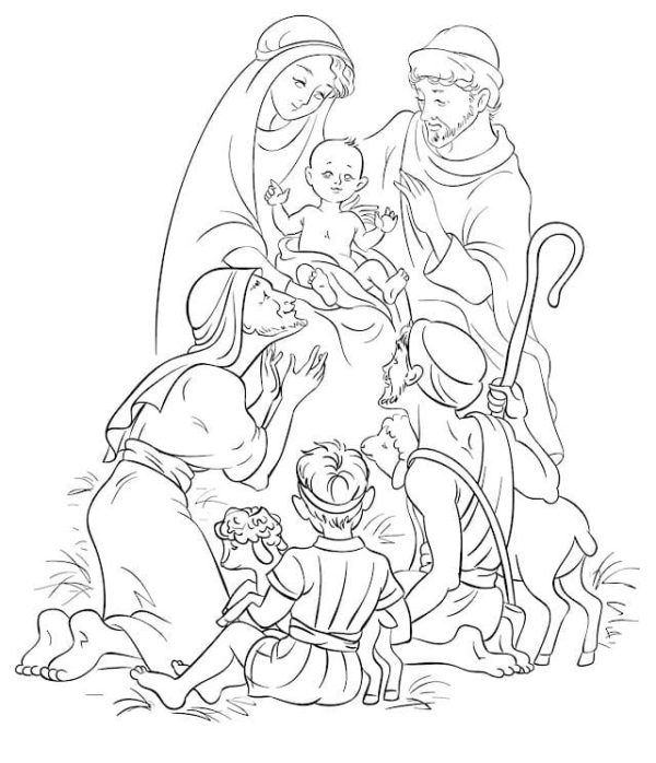 Josef Snoubenec a Nejsvětější Bohorodice držící v náručí Božské Jezulátko omalovánka