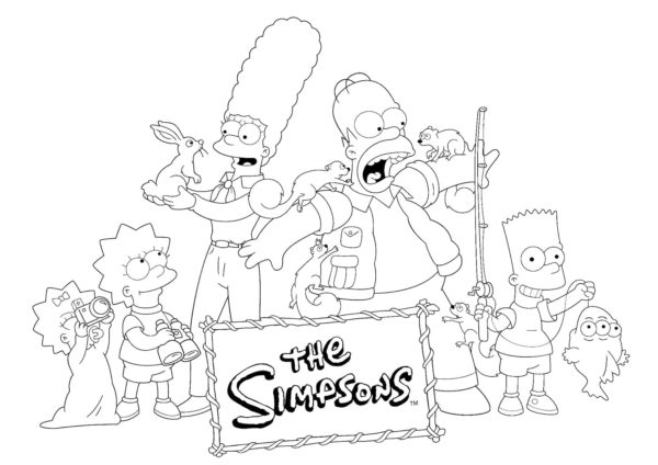Každý z rodiny Simpsonových má svého koníčka. omalovánka