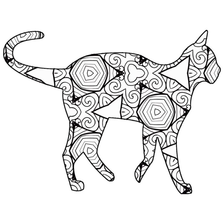 Kočka z geometrických tvarů omalovánka