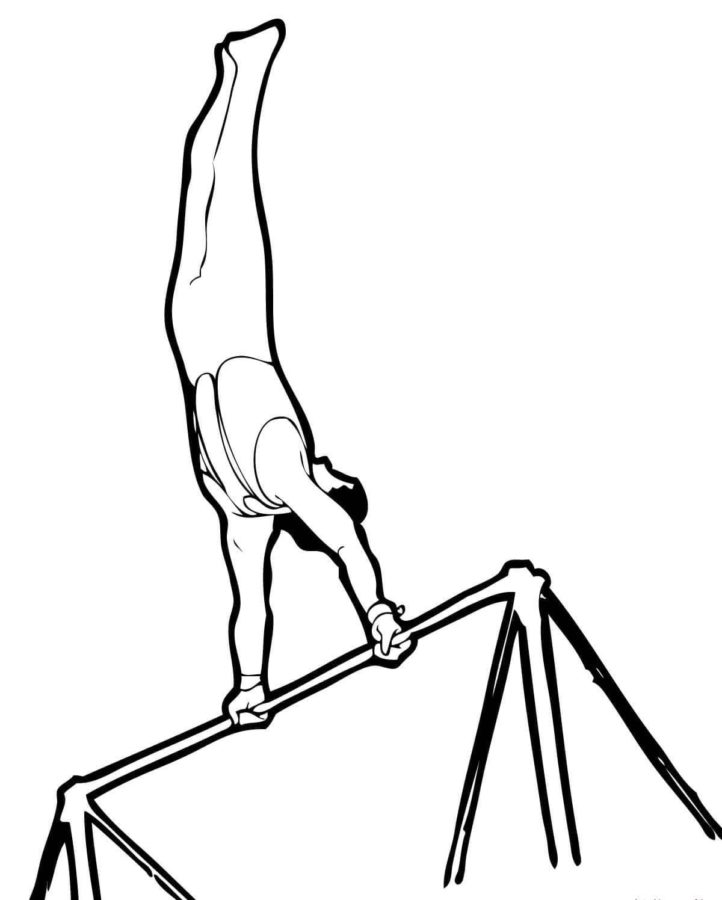 Komplexní cvičení na gymnastickém nářadí omalovánka