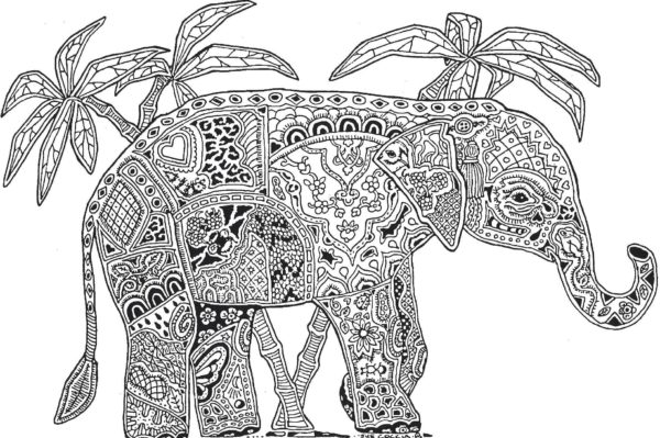 Komplexní zbarvení slona. 1 omalovánka
