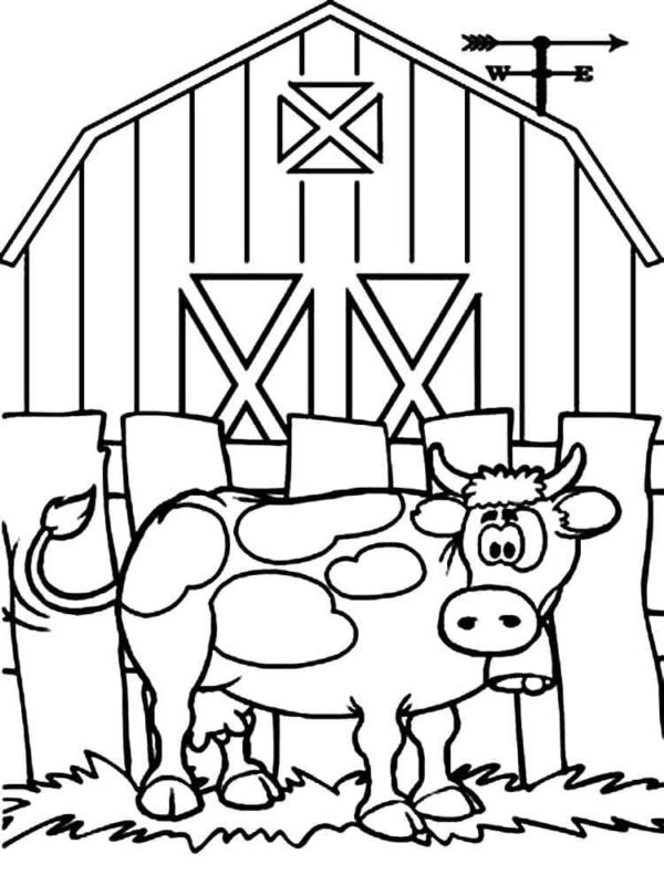 Kráva se zvonkem žere u plotu omalovánka