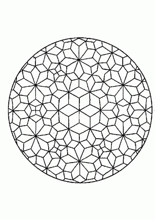 Omalovánka Kruh vyplněný geometrickými čísly.