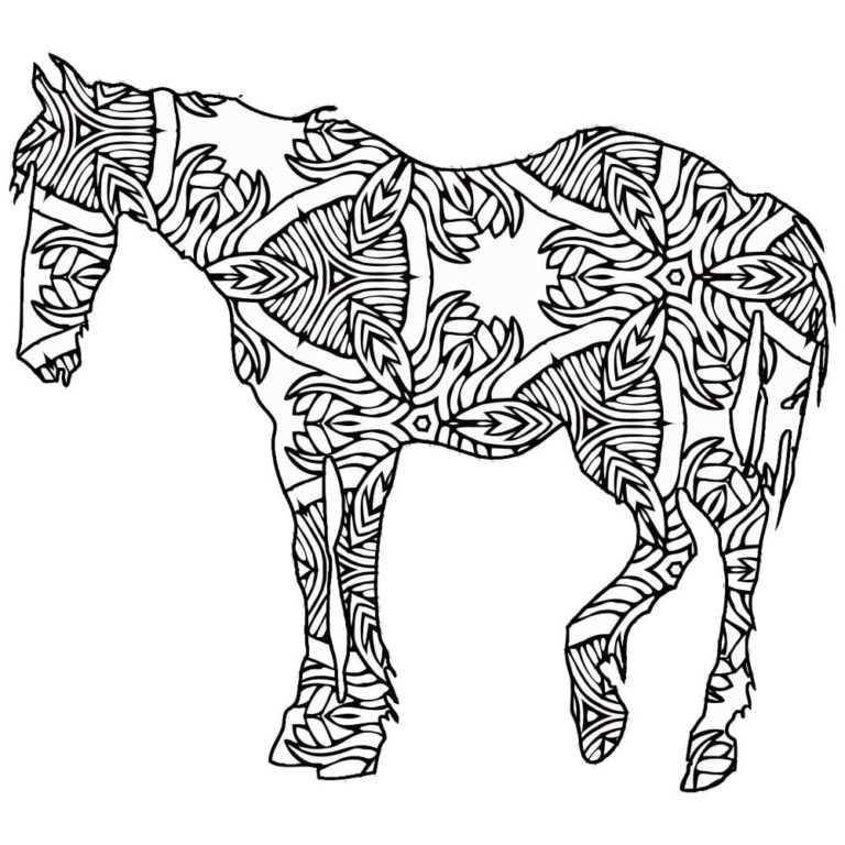 Omalovánka Luxusní kůň ve vzorech.