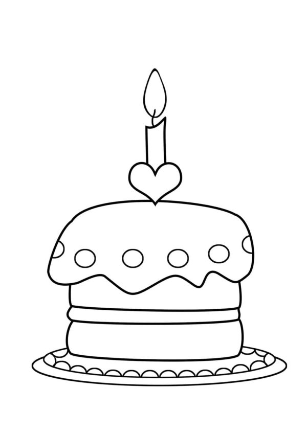 Mini dort s jednou svíčkou. omalovánka