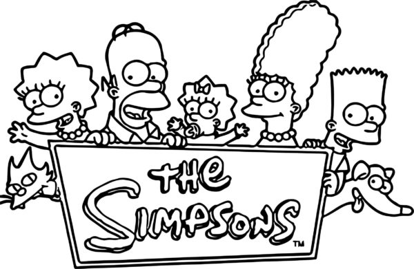 Populární rodina Simpsonových. omalovánka