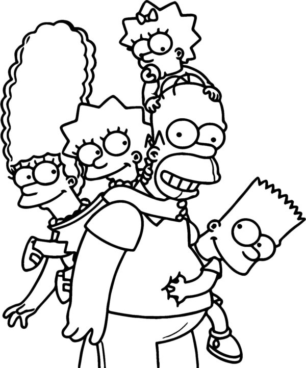 Přátelská rodina vedená Homerem Simpsonem. omalovánka