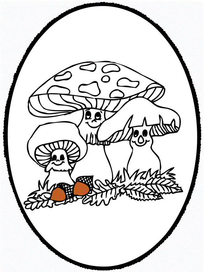 Omalovánka Přátelské houby na lesní mýtině