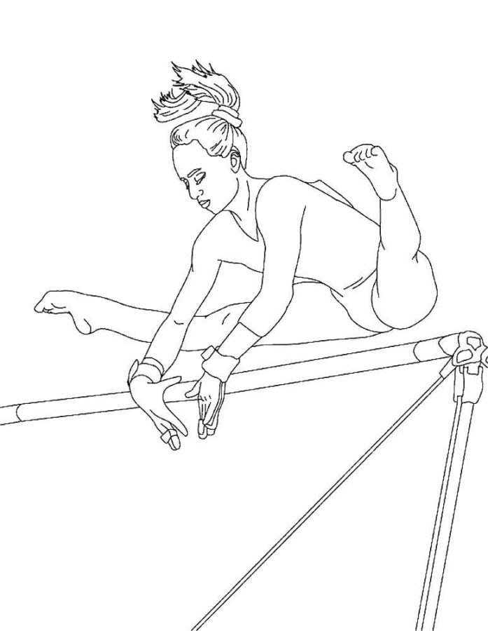 Profesionální gymnastka vystupující omalovánka