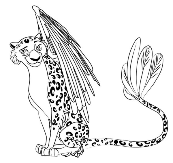 Rozkošný gepard s křídly omalovánka