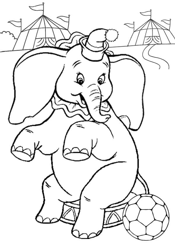 Slon pracující v cirkuse omalovánka