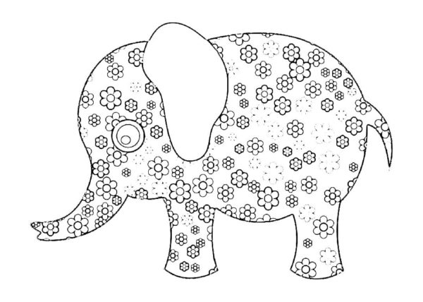 Slon zdobený sedmikráskami omalovánka