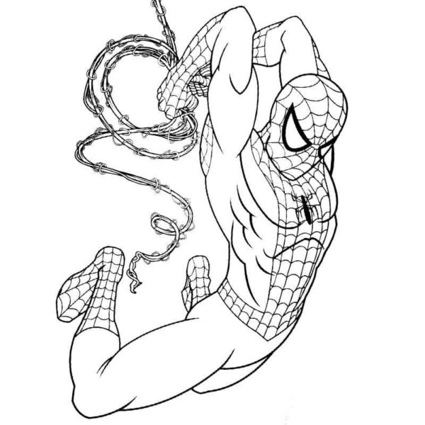 Spider-Man se připravil, aby hodil pavučiny. omalovánka