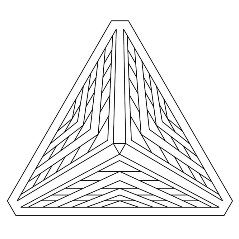 Úžasný trojúhelník plný vzorů. omalovánka