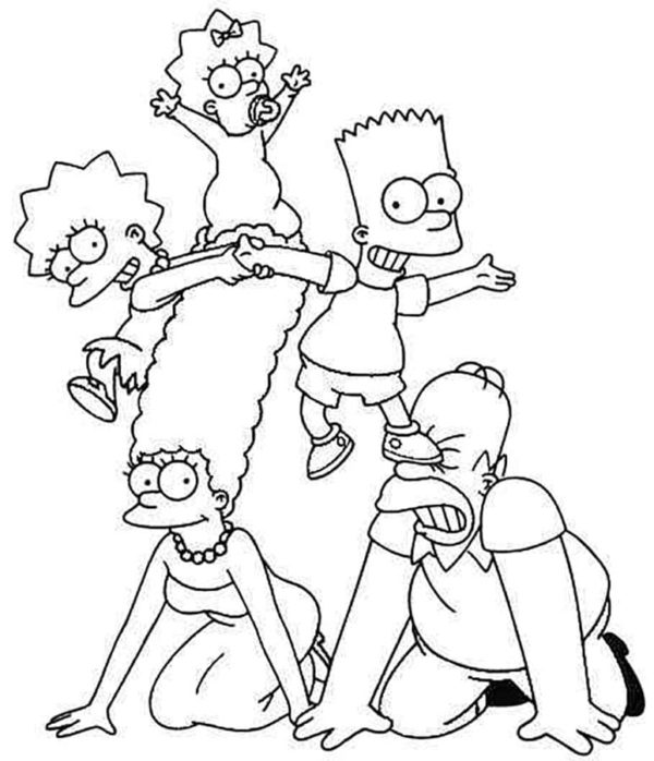 Ve svém volném čase Simpsonovi rádi cvičí kaskadérské kousky. omalovánka