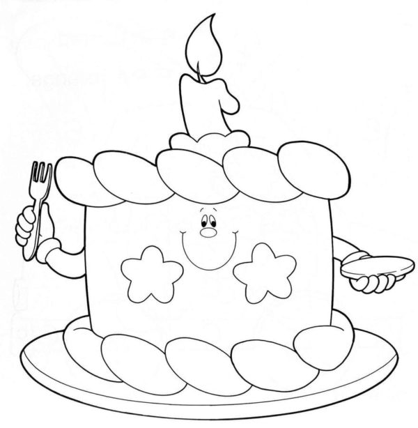 Veselý dort pro děti. omalovánka