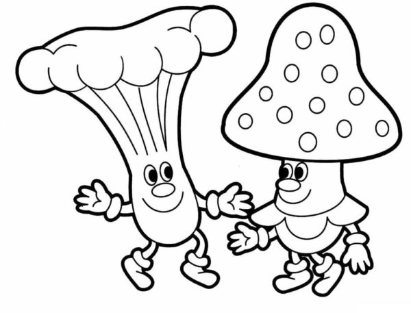 Omalovánka Vtipní přátelé – houby.