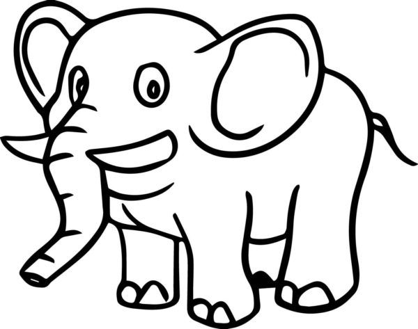 Výkonný slon s kly. omalovánka