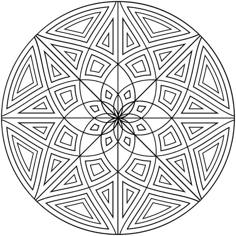 Vzácná mandala v geometrickém stylu omalovánka