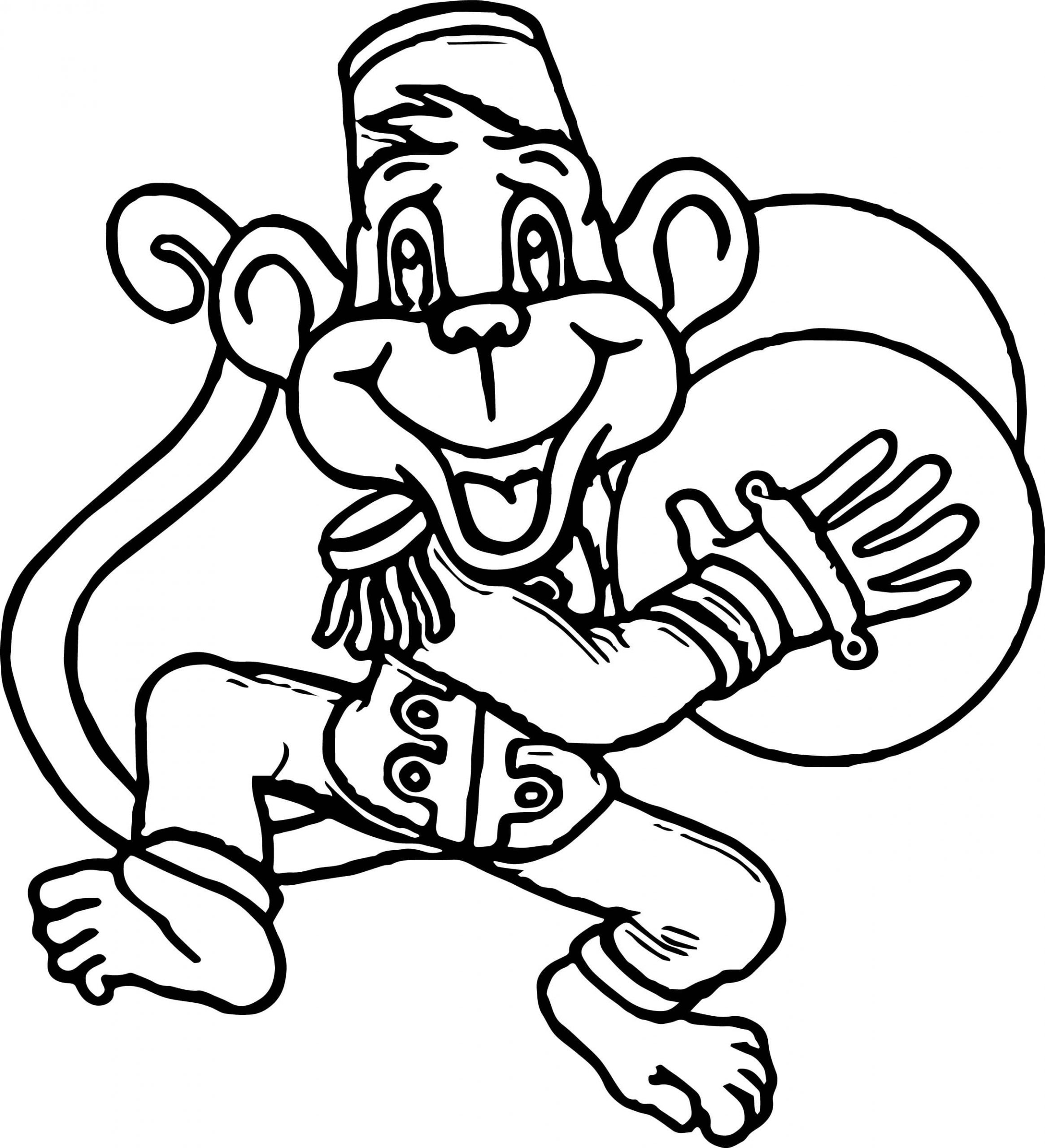 Cirkusová opice hraje na činely omalovánka