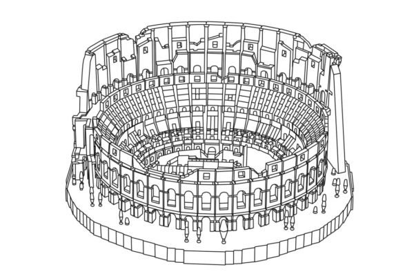 Detailní omalovánka Lego Colosseum. omalovánka
